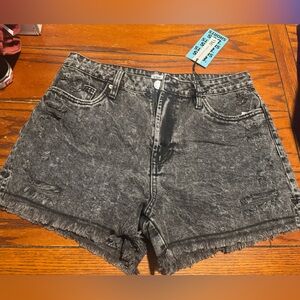 YMI Black High-Waisted Jean Shorts Distressed